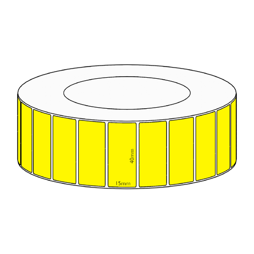 40x15mm Yellow Direct Thermal Permanent Label, 8350 per roll, 76mm core