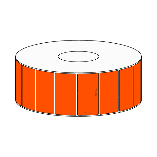 40x20mm Orange Direct Thermal Permanent Label, 2150 per roll, 38mm core