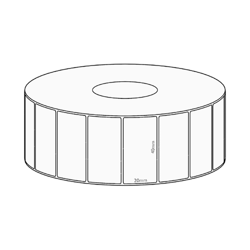 40x20mm Direct Thermal Permanent Label, 2150 per roll, 38mm core