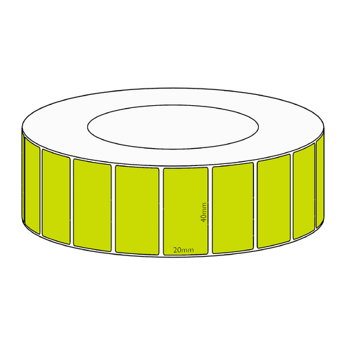 40x20mm Green Direct Thermal Permanent Label, 6500 per roll, 76mm core