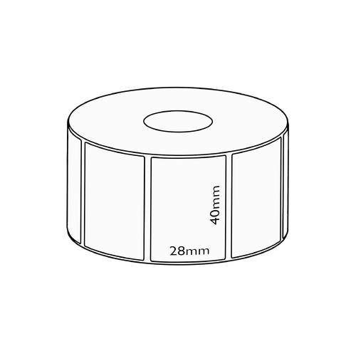 40x28mm Direct Thermal Permanent Label, 1000 per roll, 25mm core