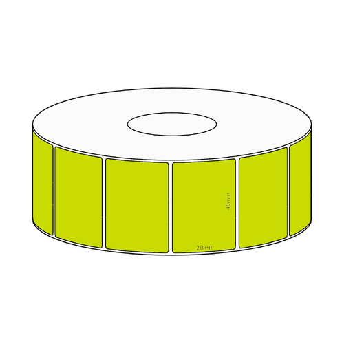 40x28mm Green Direct Thermal Permanent Label, 1600 per roll, 38mm core