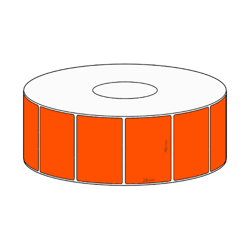 40x28mm Orange Direct Thermal Permanent Label, 1600 per roll, 38mm core