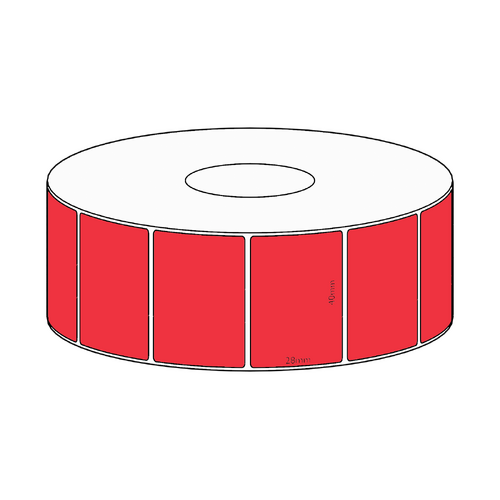 40x28mm Red Direct Thermal Permanent Label, 1600 per roll, 38mm core