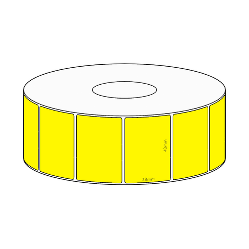 40x28mm Yellow Direct Thermal Permanent Label, 1600 per roll, 38mm core