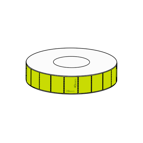 48x28mm Green Direct Thermal Permanent Label, 4000 per roll, 76mm core, Perforated