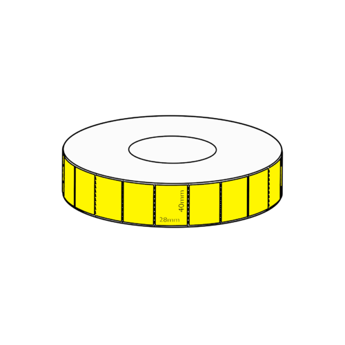 48x28mm Yellow Direct Thermal Permanent Label, 4000 per roll, 76mm core, Perforated