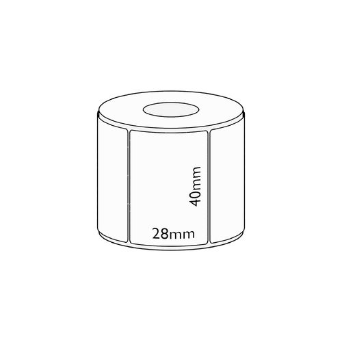 40x28mm Direct Thermal Permanent Label, 350 per roll, 19mm core