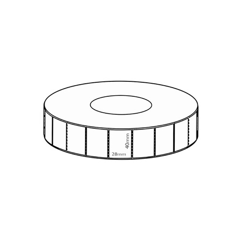 40x28mm Direct Thermal Removable Label, 5000 per roll, 76mm core, Perforated