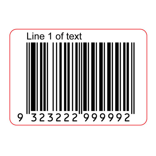 40x28mm EAN13 GS1 Permanent Product Barcode Label with 1 Line Text