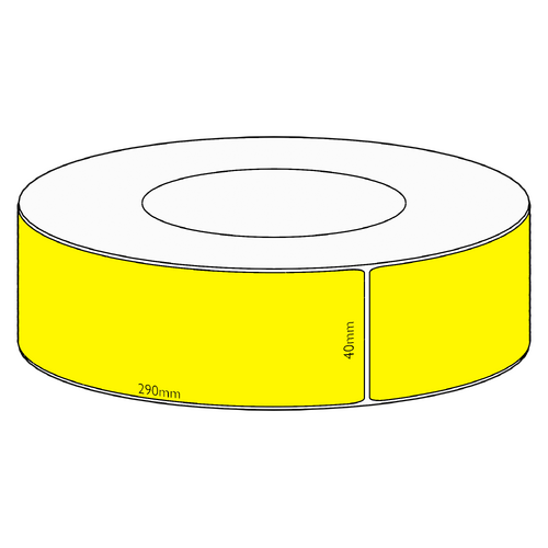 40x290mm Yellow Direct Thermal Permanent Label, 500 per roll, 76mm core