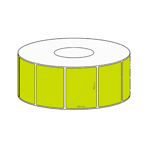 40x30mm Green Direct Thermal Permanent Label, 1500 per roll, 38mm core