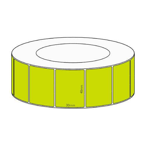 40x30mm Green Direct Thermal Permanent Label, 4550 per roll, 76mm core