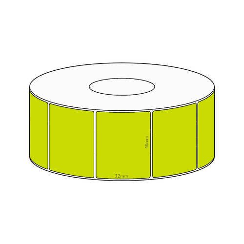 40x32mm Green Direct Thermal Permanent Label, 1450 per roll, 38mm core