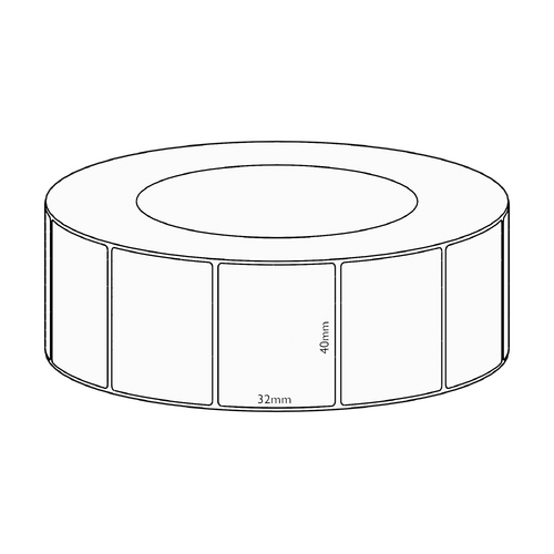 40x32mm Direct Thermal Permanent Label, 4300 per roll, 76mm core