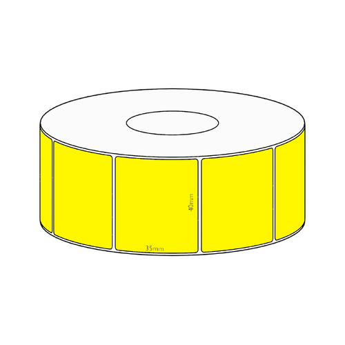 40x35mm Yellow Direct Thermal Permanent Label, 1300 per roll, 38mm core