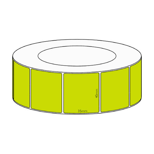 40x35mm Green Direct Thermal Permanent Label, 3950 per roll, 76mm core