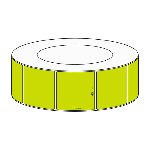 40x39mm Green Direct Thermal Permanent Label, 3550 per roll, 76mm core