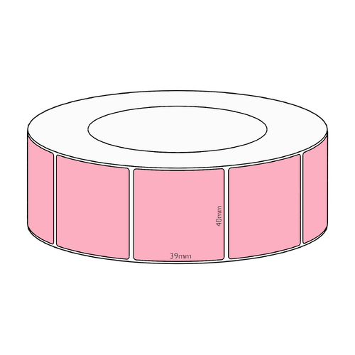40x39mm Pink Direct Thermal Permanent Label, 3550 per roll, 76mm core