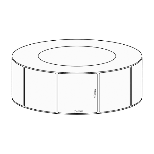 40x39mm Direct Thermal Permanent Label, 3550 per roll, 76mm core