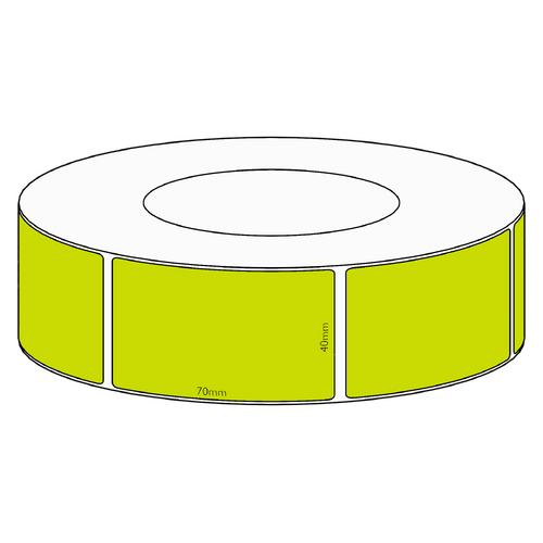 40x70mm Green Direct Thermal Permanent Label, 2050 per roll, 76mm core