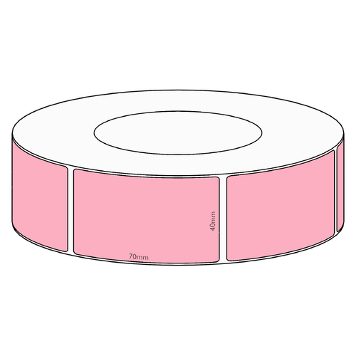 40x70mm Pink Direct Thermal Permanent Label, 2050 per roll, 76mm core
