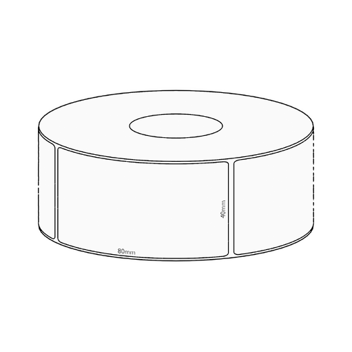 40x80mm Direct Thermal Permanent Label, 600 per roll, 38mm core