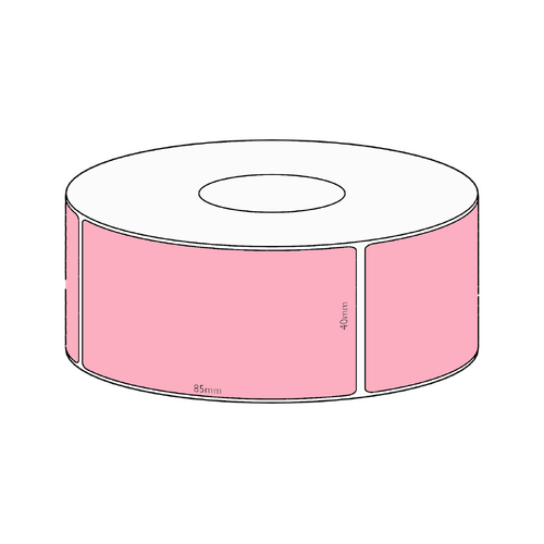 40x85mm Pink Direct Thermal Permanent Label, 550 per roll, 38mm core