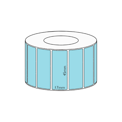 45x17mm Blue Direct Thermal Permanent Label, 2500 per roll, 38mm core