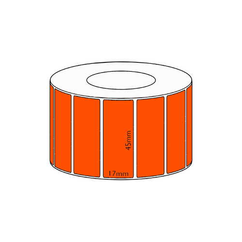 45x17mm Orange Direct Thermal Permanent Label, 2500 per roll, 38mm core
