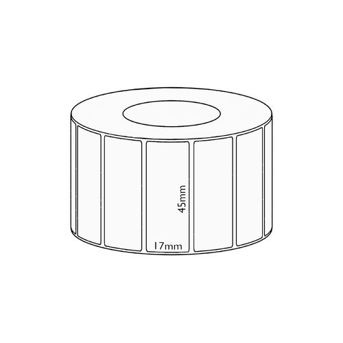 45x17mm Direct Thermal Permanent Label, 2500 per roll, 38mm core