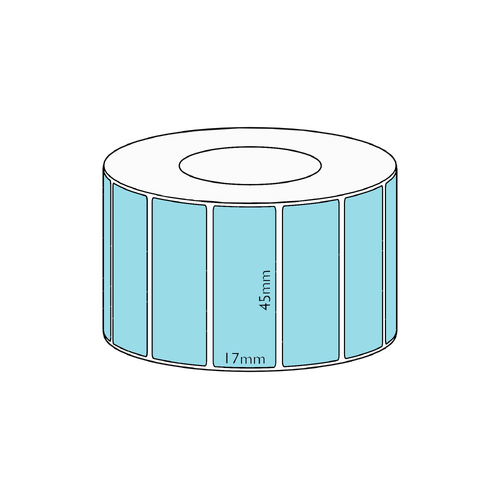 45x17mm Blue Direct Thermal Permanent Label, 7500 per roll, 76mm core