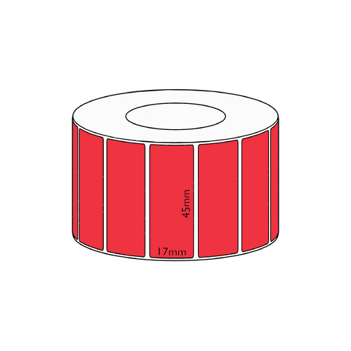 45x17mm Red Direct Thermal Permanent Label, 7500 per roll, 76mm core