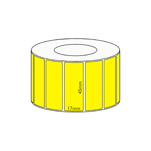45x17mm Yellow Direct Thermal Permanent Label, 7500 per roll, 76mm core