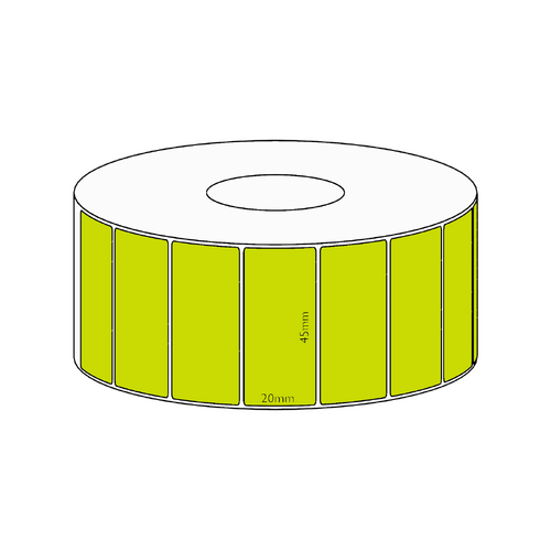45x20mm Green Direct Thermal Permanent Label, 2150 per roll, 38mm core