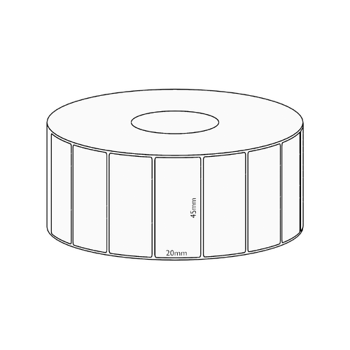 45x20mm Direct Thermal Permanent Label, 2150 per roll, 38mm core