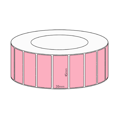 45x20mm Pink Direct Thermal Permanent Label, 6500 per roll, 76mm core