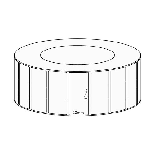 45x20mm Direct Thermal Permanent Label, 6500 per roll, 76mm core