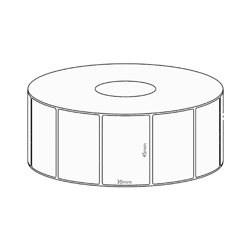 45x30mm Direct Thermal Permanent Label, 1500 per roll, 38mm core