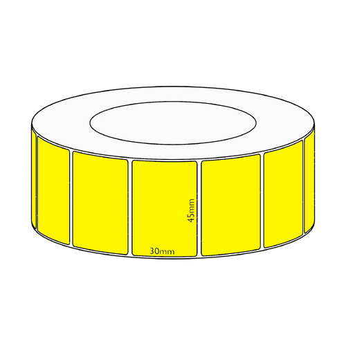 45x30mm Yellow Direct Thermal Permanent Label, 4550 per roll, 76mm core
