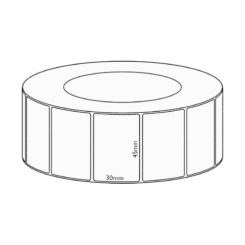 45x30mm Direct Thermal Permanent Label, 4550 per roll, 76mm core