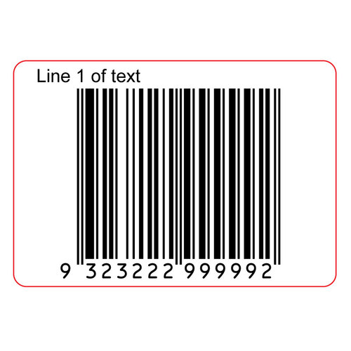 45x35mm EAN13 GS1 Permanent Product Barcode Label with 1 Line Text