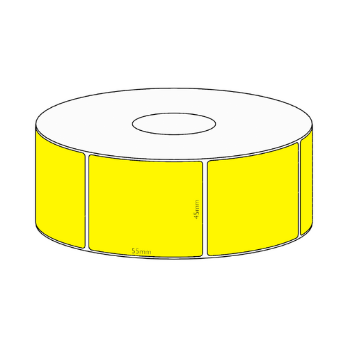 45x55mm Yellow Direct Thermal Permanent Label, 850 per roll, 38mm core