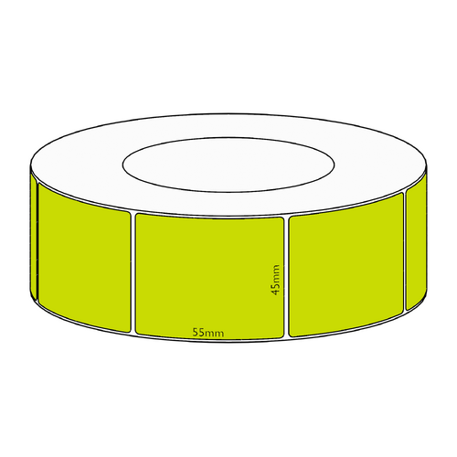 45x55mm Green Direct Thermal Permanent Label, 2600 per roll, 76mm core