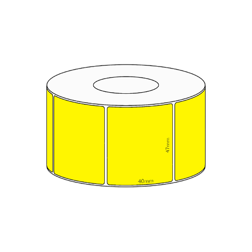 47x40mm Yellow Direct Thermal Permanent Label, 1150 per roll, 38mm core
