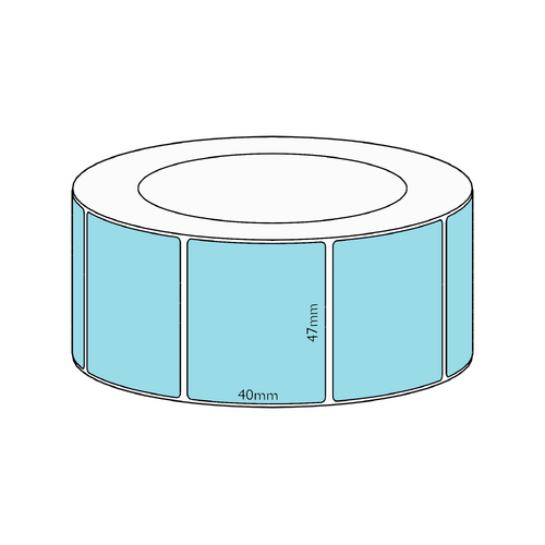 47x40mm Blue Direct Thermal Permanent Label, 3500 per roll, 76mm core