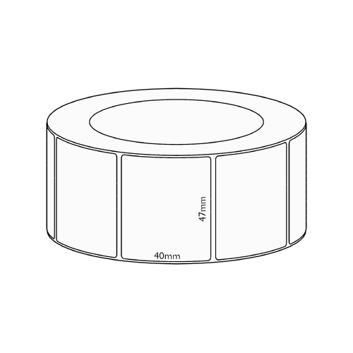 47x40mm Direct Thermal Permanent Label, 3500 per roll, 76mm core