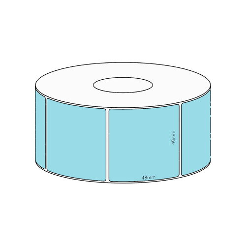 48x48mm Blue Direct Thermal Permanent Label, 1000 per roll, 38mm core