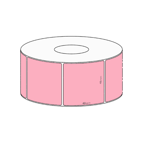 48x48mm Pink Direct Thermal Permanent Label, 1000 per roll, 38mm core