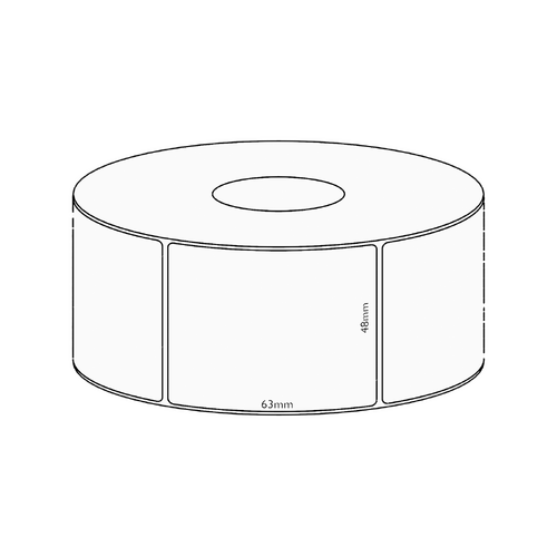 48x63mm Direct Thermal Permanent Label, 750 per roll, 38mm core